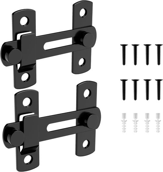 2PCS 180 Degree Matte Black Bifold Latch Flip Sliding Barn Door Latches, Gate Latch for Barn Door, Sliding Door, Pet Door, Garage, Bathroom, Window, Outdoor