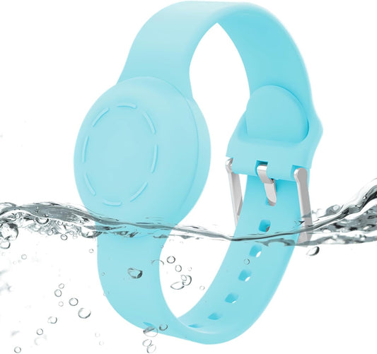 Waterproof Airtag Bracelet for Kids, Silicone Wristband Compatible with Apple Air Tag Hidden Holder Case, GPS Tracker Anti-Lost Adjustable Airtag Strap for Toddler Child (Mint Green)