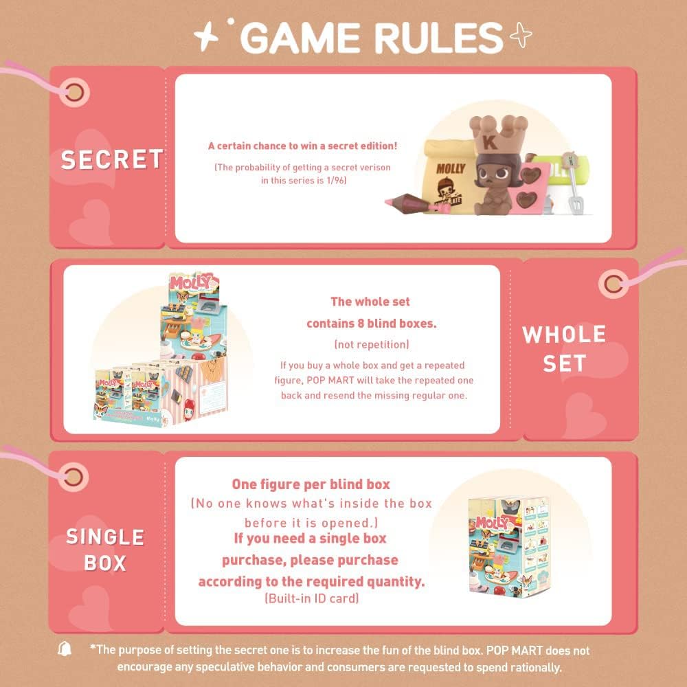 POP MART MOLLY Cooking Prop Blind Box Figures, Random Design Box Toys for Modern Home Decor, Collectible Toy Set for Desk Accessories, 8PC