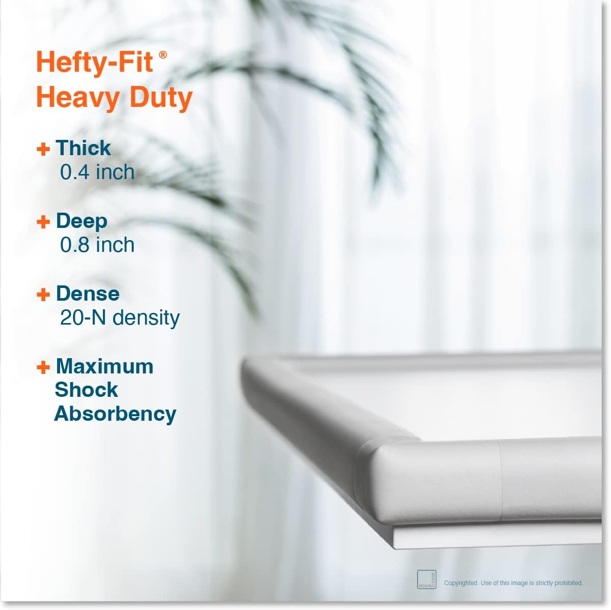 Roving Cove HeftyFit Corner Protector for Baby (8 Large Corners), Heavy-Duty Soft Rubber Foam Furniture Corner Bumper Guards, 3M Adhesive Pre-Taped, Oyster White (Off White)