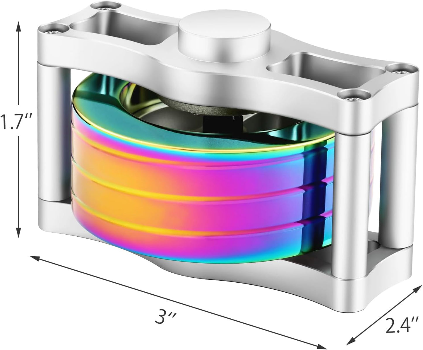 Metal Spinning Top Fidget Toys Perpetual Motion Machine, Silent Spinners Gyro Desk Toys Tech Gadgets for Adults with Anxiety, Kinetic Toy Long Lasting Exceed 30 Mins, Illusion Multicolor