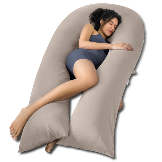 QUEEN ROSE Extra Long U Shaped Body Pillow, Cooling Pregnancy Pillows for Sleeping, 65 Inch Full Body Support Maternity Pillow for Adults, Support for Back, Hip, Legs for Pregnant Women, Nomad