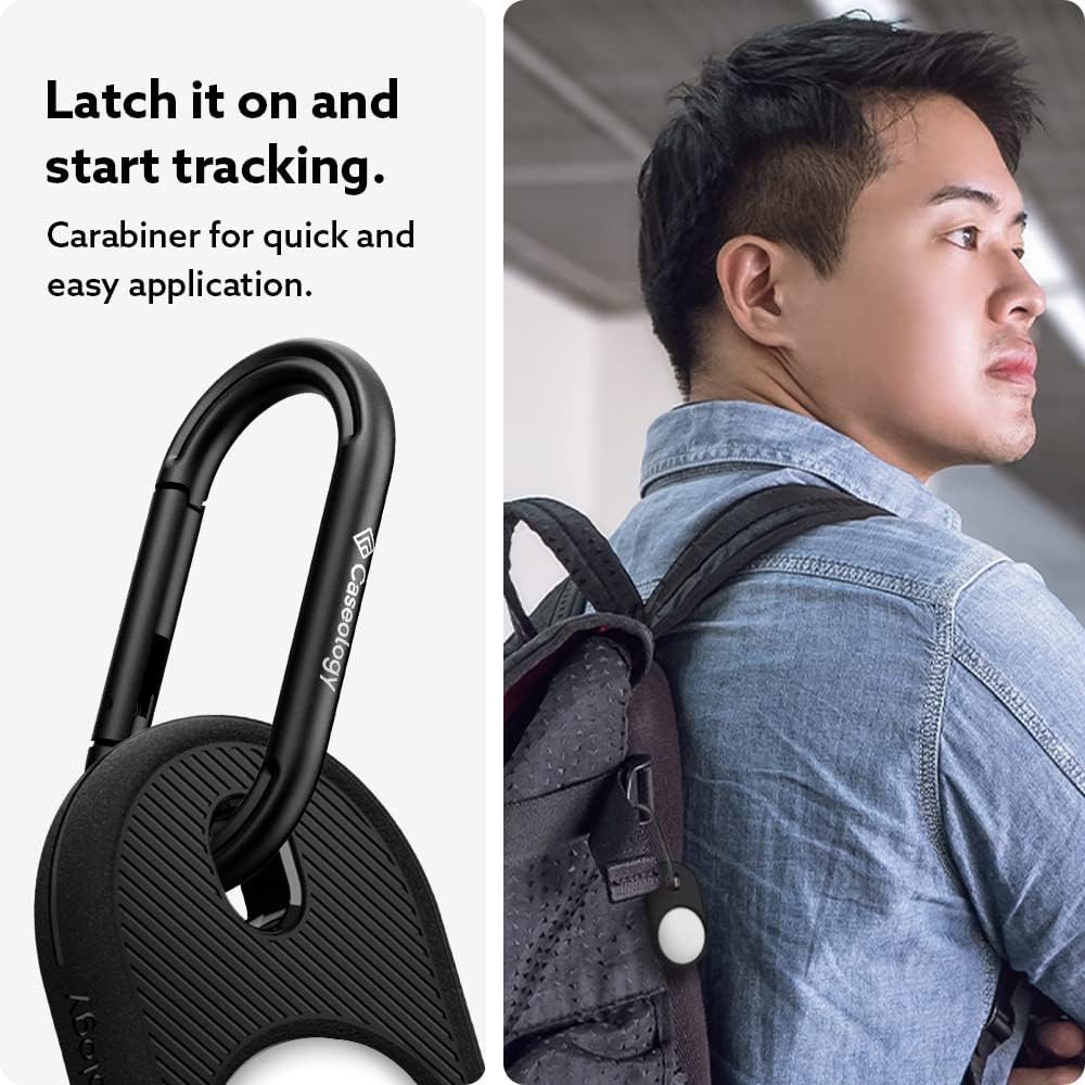 Caseology Vault Compatible with Apple AirTag Case for AirTag Keychain Holder (2021) - Matte Black