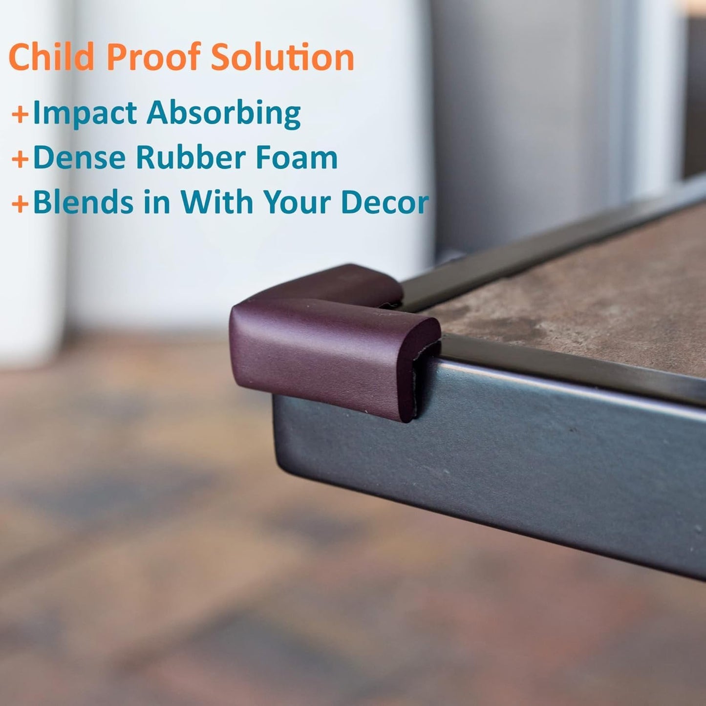 Furniture Edge 16.2ft & Corner Guards | Protective Foam Cushion | 15ft Bumper 4 Adhesive Childsafe Corners | Baby Child Proofing Foam Set and Safe for Table, Fireplace, Countertop | Brown