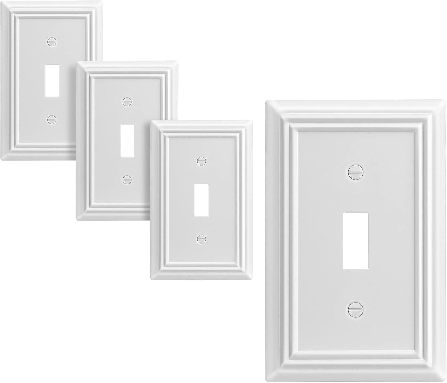 DEWENWILS 4-Pack Toggle Wallplate, Metal Light Switch Covers with White Finish, Heavy Duty Face Plates