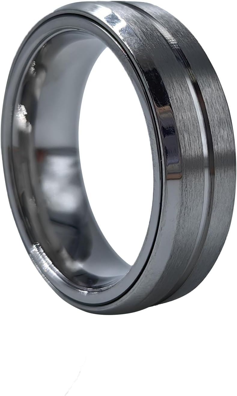 EDC Fidget Slider Fidget Toy Adult Stress Relief Metal Ratchet Ring Jewelry ADHD Recreational Fidget Toy Tactile Coin (Silvery, 7)