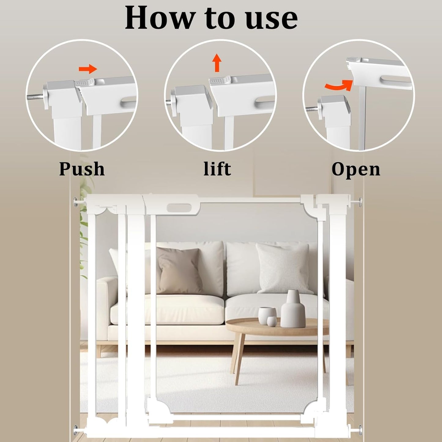 WAOWAO Clear Acrylic Baby Gate for Stairs Modern Design Acrylic Auto Close Pet Gate, 48.42-57.08" Wide Safety Baby Gate for Doorways,White Clear Dog Gates Indoor, Hallways,Kitchen