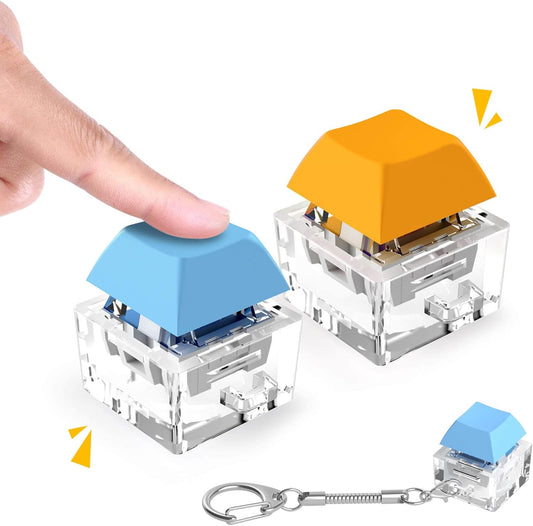 Keyboard Fidget Toys, Keyboard Fidget Keychain Keyboard Decompression Toys Keyboard Fidget Toy Button Stress Relief Gifts for Adult and Kids,Finger Clicker Toys,ADHD Toy,Cool Fidgets(Blue and Orange)