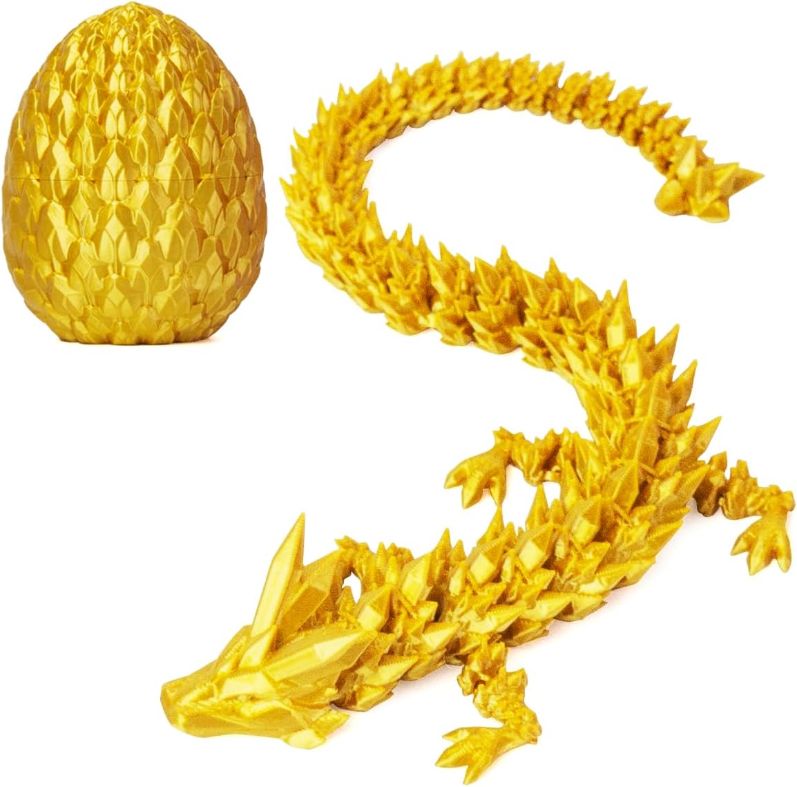 3D Prited Dragon,3D Printed Dragon in Egg, Home Office Decor Executive Desk Toys， Fidget Toys for Adults and Kids (Gold)