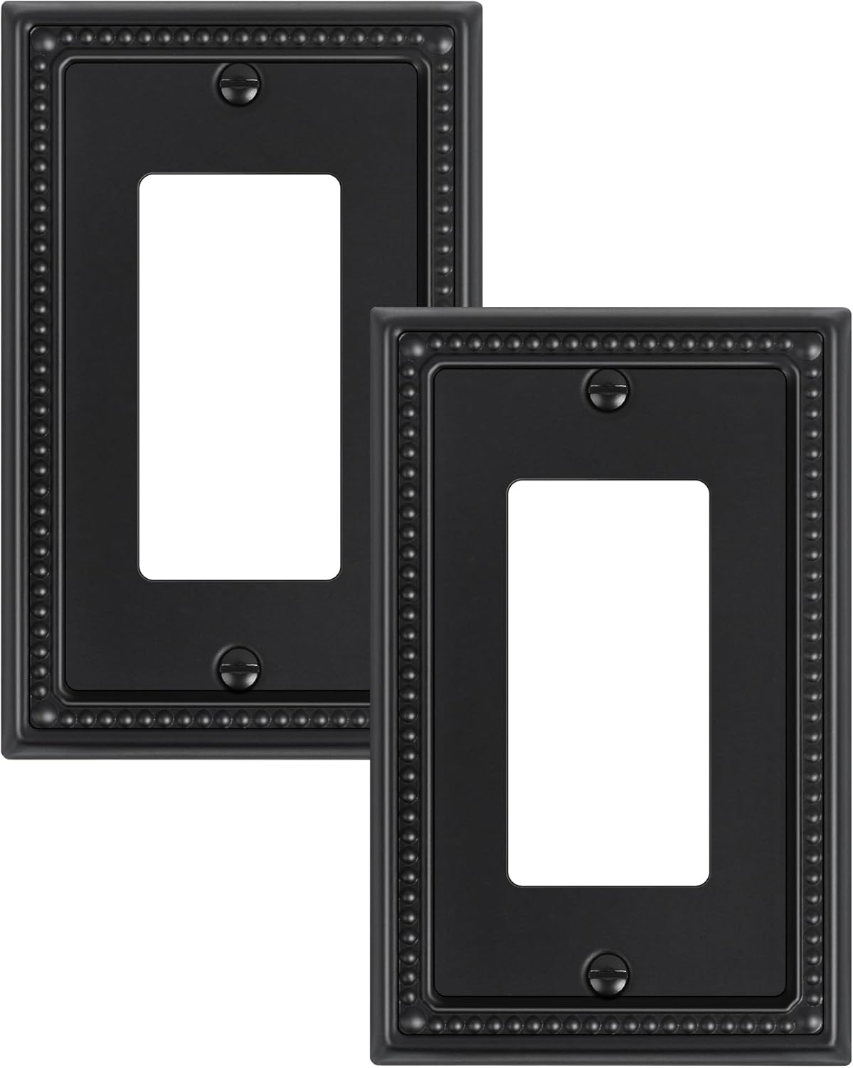 2-Pack Decorator Outlet Cover Plate, Pearls Decorative Switch Plates and Outlet Covers, Black Metal Wall Plates for Electrical Outlets, Receptacle, GFCI Outlet, Dimmer Switch