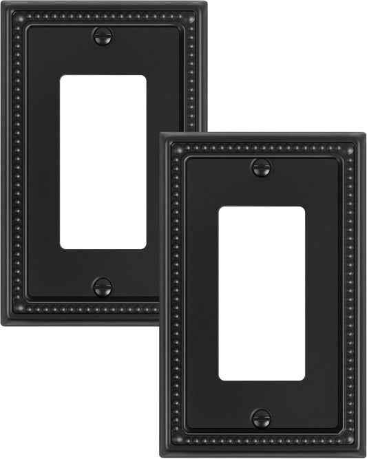 2-Pack Decorator Outlet Cover Plate, Pearls Decorative Switch Plates and Outlet Covers, Black Metal Wall Plates for Electrical Outlets, Receptacle, GFCI Outlet, Dimmer Switch