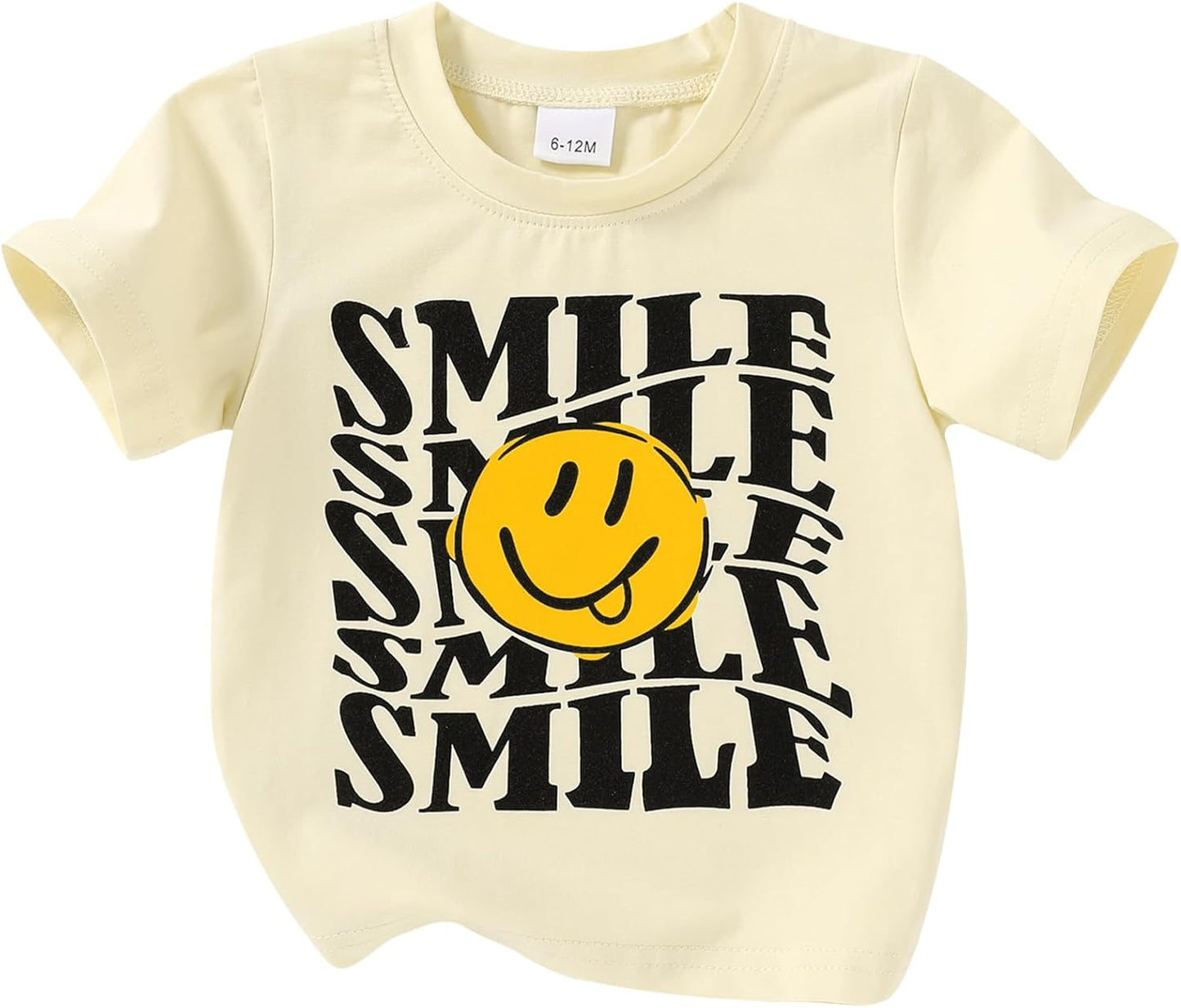 Happy Town Toddler Clothes Baby Boy Girl Smiley Face Shirt Short Sleeve T-Shirt Tee Summer Tops Outfits