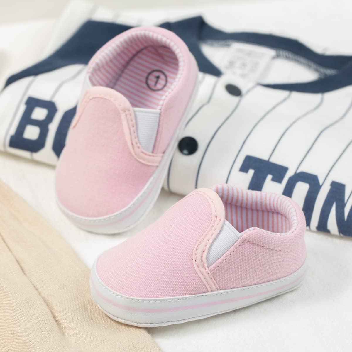 Morbido Infant Baby Boys Girls Canvas Sneaker Toddler Slip On Anti Skid Newborn First Walkers Candy Shoes for 0-18 Months