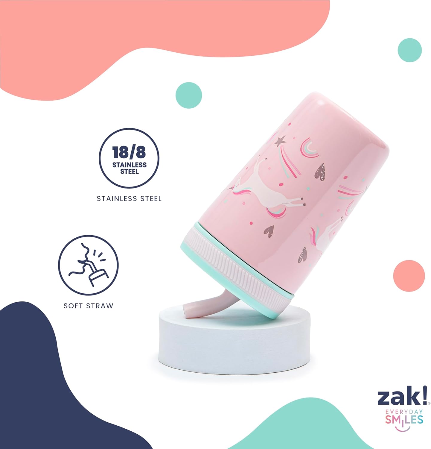 Zak Designs Dino Camo Kelso Tumbler 3pc Set, Leak-Proof Screw-On Lid with Straw, Bundle for Kids Includes Plastic and Stainless Steel Cups with Additional Sipper, 15 fluid ounces