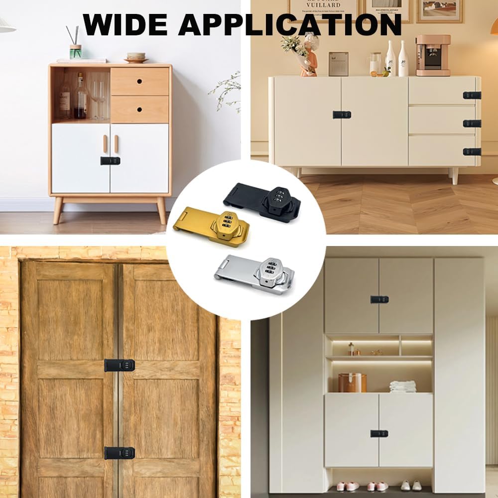 2Pcs Cabinet Password Rotary Hasp Locks,4 Inch Keyless Combination Lock for Cabinets,Gates,Doors,Closets and More (Silver)