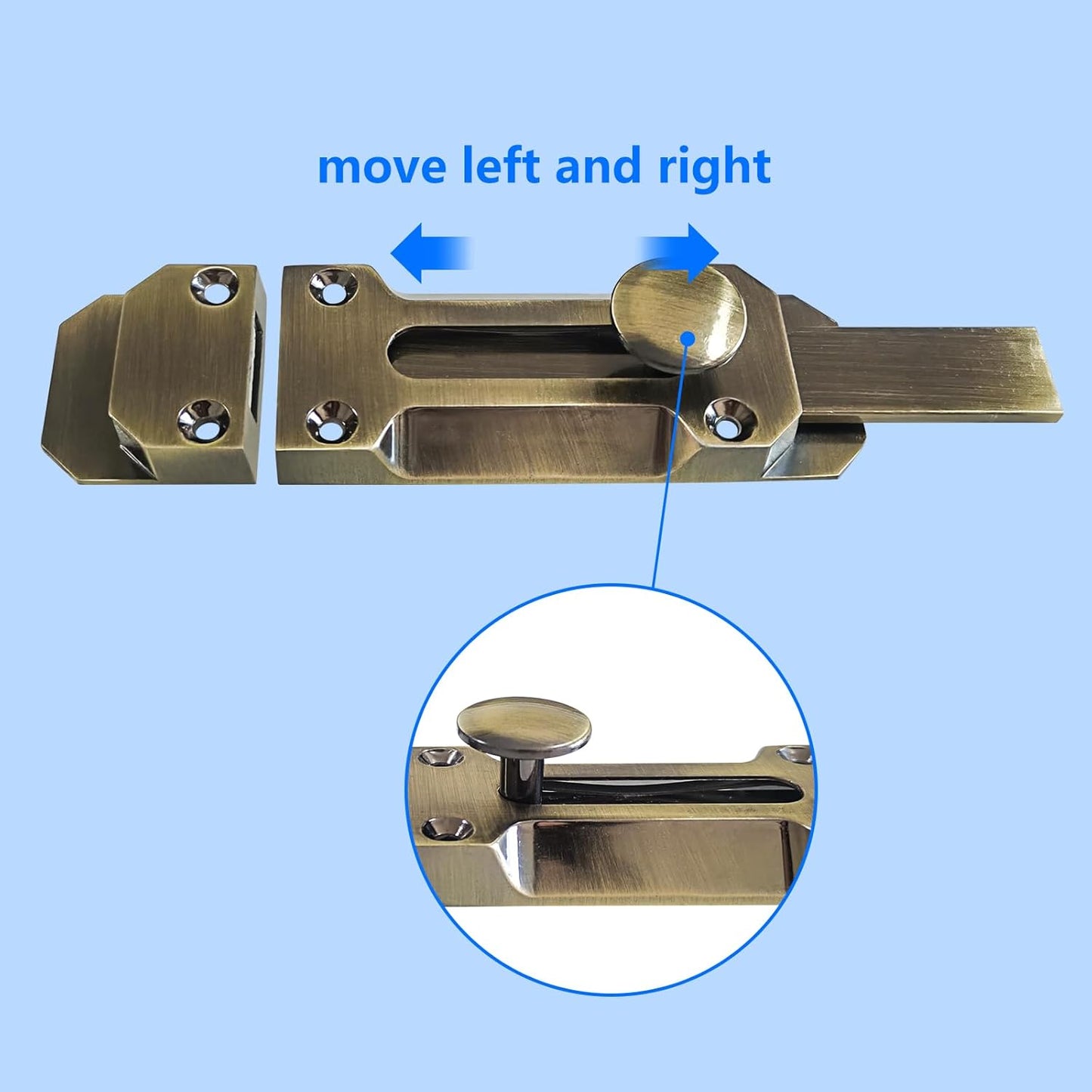 2 pcs Zinc Alloy Sliding Door Lock, Barrel Bolt Cabinet Lock Barrel Bolt Closure Cabinet Door Security Sliding Door Lock for Home Windows and Doors Cabinet Furniture