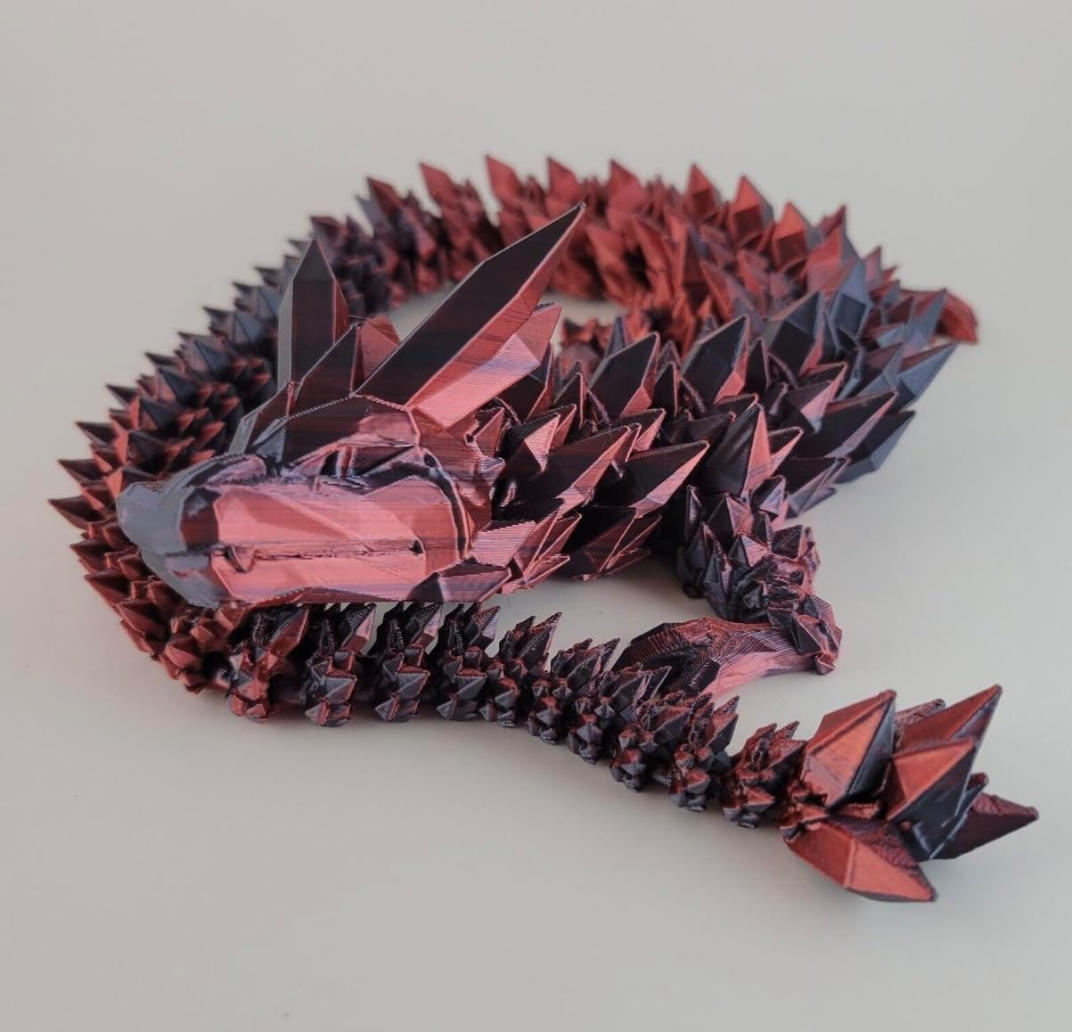 Crystal Dragon - Articulated Flexi Dragon - 3D Printed Gift (Baby, Red/Black)
