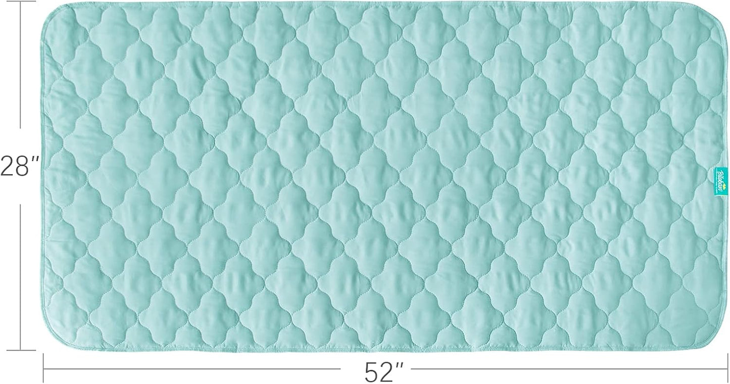 Waterproof Crib Mattress Protector Pad Cover 28" x 52", Anti Slip & Absorbent Waterproof Bed Pads for Standard Crib/Toddler Bed Quilted Machine Washable (Quilted Improved Thickness) Aqua