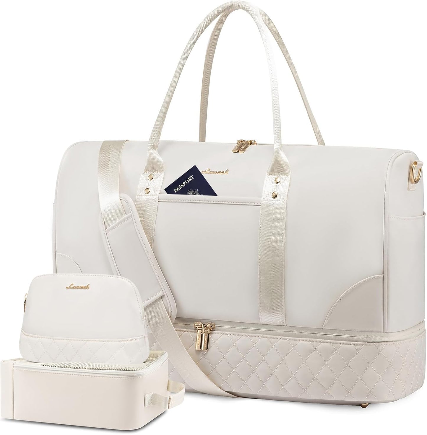 LOVEVOOK Travel Bag,Weekender Bag for Women Travel Duffle Bag with Shoe Compartment,Carry on Overnight Bag with Wet Pocket,Gym Yoga Duffel Bag,Hospital Bags for Labor and Delivery,3 Pcs Set