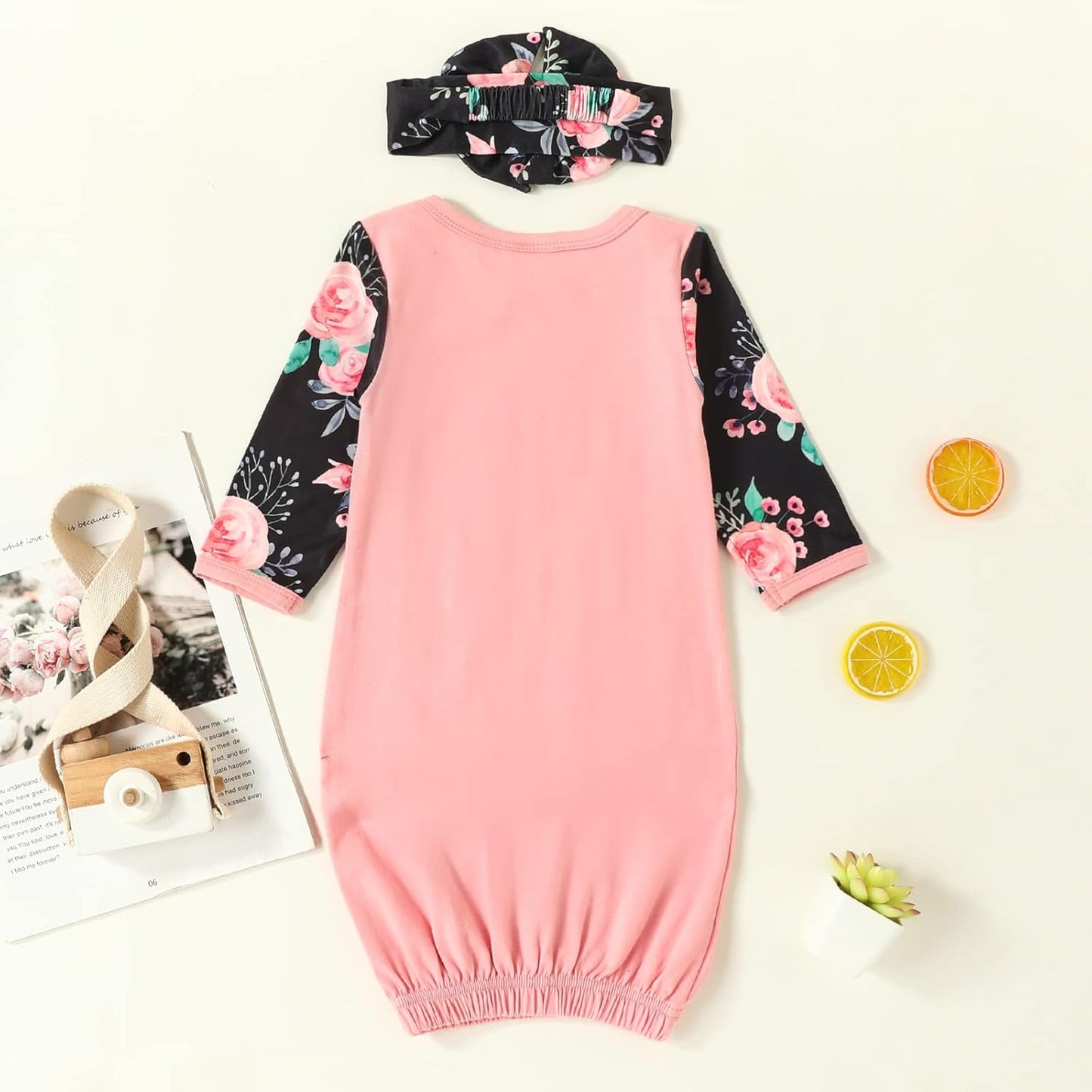 AMAWMW Newborn Baby Girl Little Sister Sleeper Gown Stripe Long Sleeve Nightgown Pajamas Gifts Stuff Essential Outfit