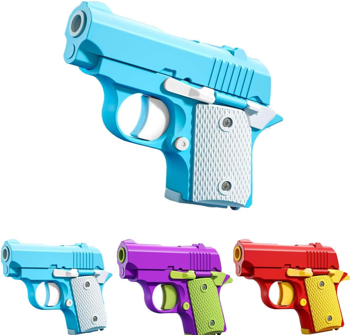 Fidget Toys Pistol, 3D Gravity Mini 1911 Fidget Pistol Toys,Fidget Sensory Toys,Stress Relief for Adults, Suitable for Relieving ADHD, Anxiety, Best Gift for Adults and Kids(Blue/White)