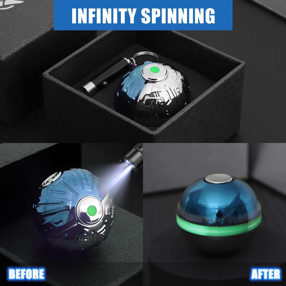 Boost Luminous Fidget Spinner Ball for Kids Adults, Glow in The Dark Kinetic Spinning Desk Toy Ball, Fidget Toys Ball for Anti Anxiety, Unique Gift PrizesToys for Christmas Birthday (Blue)