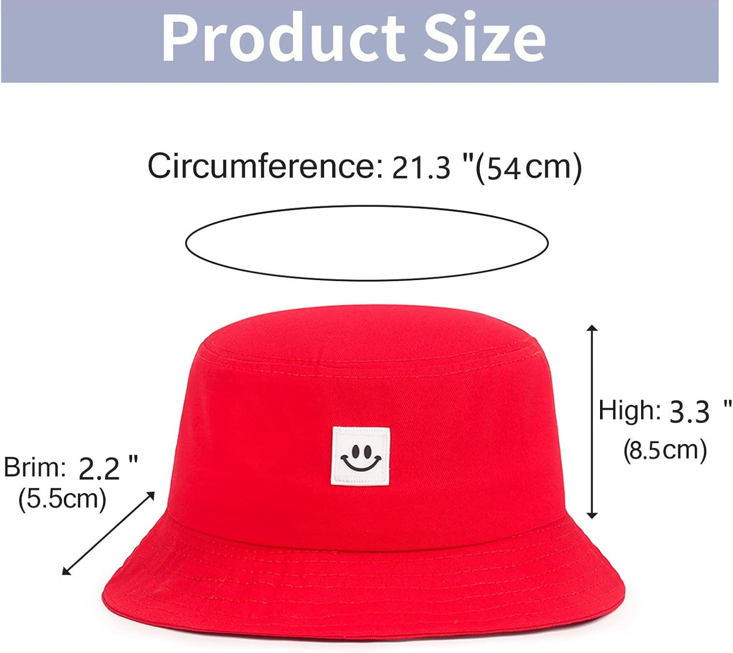 Kids Sun Hat Smile Face Bucket Hat for Girls Boys Summer Sun Protection Cotton Unisex Beach Cap