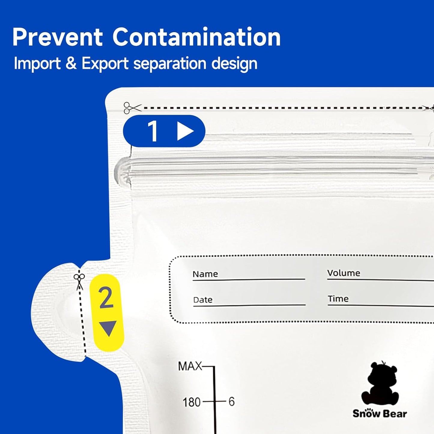 Snow Bear Breastmilk Storage Bag, 6oz Breast Milk Storage Bags for Freezer, 120 Count Milk Bags for Breastmilk