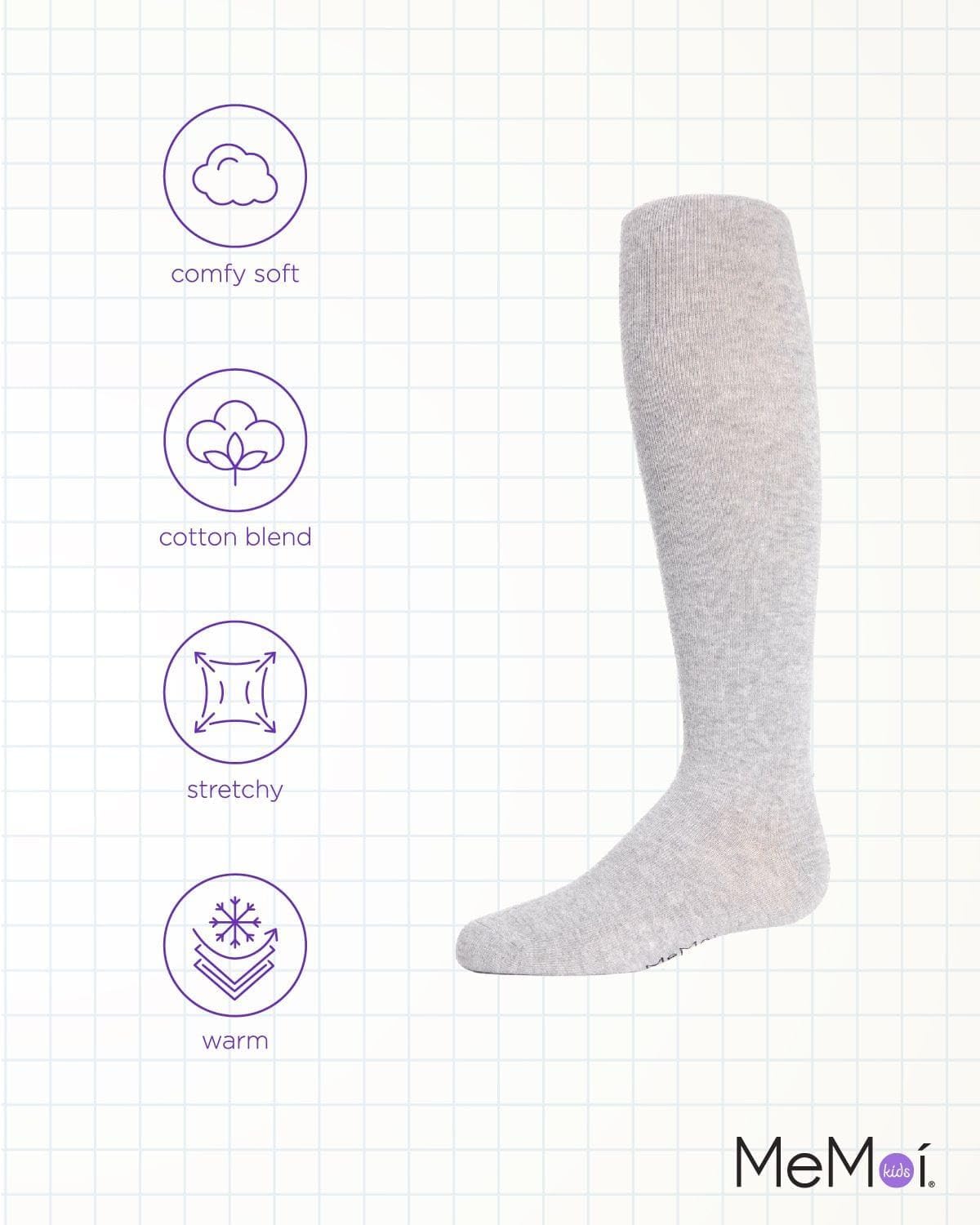 MeMoi Soft Pima Cotton Tights for Girls, Soft and Lightweight Opaque Tights for girls - Sizes 8 to 16