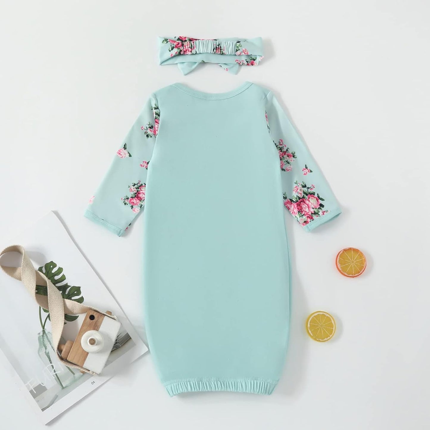 AMAWMW Newborn Baby Girl Little Sister Sleeper Gown Stripe Long Sleeve Nightgown Pajamas Gifts Stuff Essential Outfit