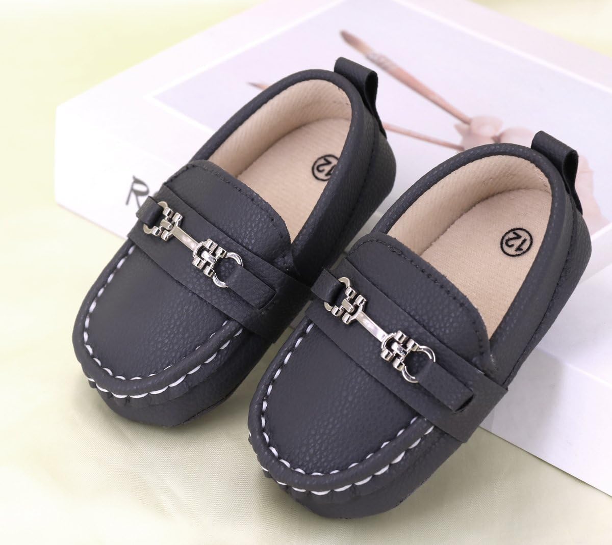 LONSOEN Baby Girls Boys Loafers Prewalker Dress Crib Shoes