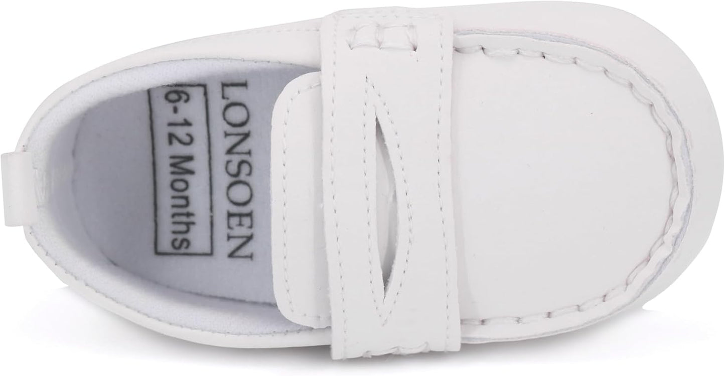 LONSOEN Baby Girls Boys Loafers Prewalker Dress Crib Shoes