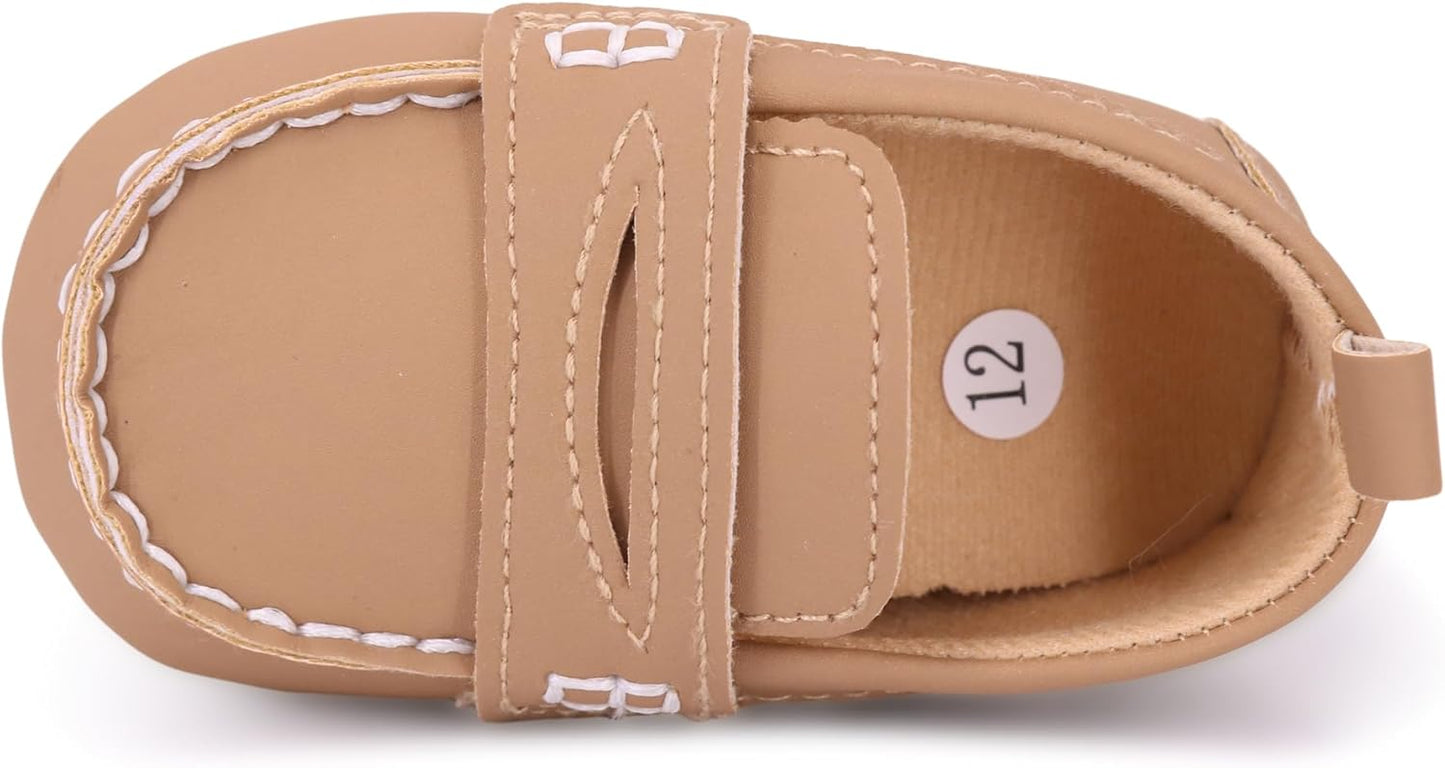 LONSOEN Baby Girls Boys Loafers Prewalker Dress Crib Shoes