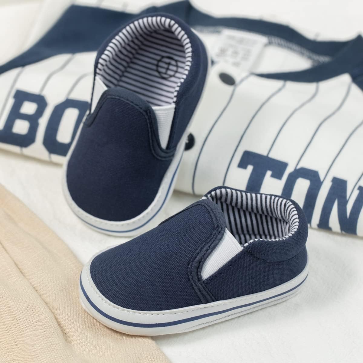 Morbido Infant Baby Boys Girls Canvas Sneaker Toddler Slip On Anti Skid Newborn First Walkers Candy Shoes for 0-18 Months