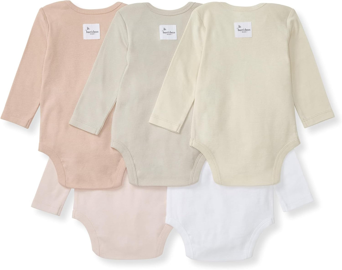 Burt's Bees Baby Unisex Organic Cotton Short and Long Sleeve Bodysuits, 5-Pack