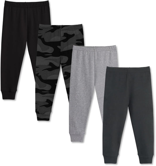 GLASH Kids Baby and Toddler Boys Cotton Pants, 4 Pack 2T-6Y Joggers Sweatpants for Boys