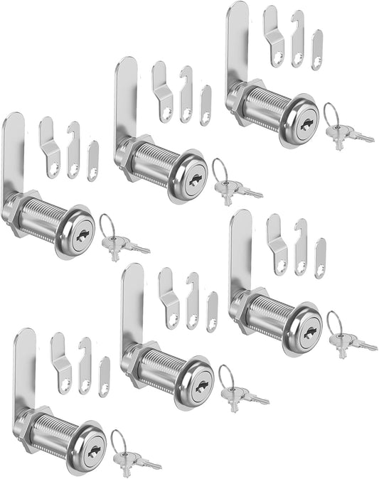 6 Pcs Cabinet Locks with Key, 1-1/2'' Cam Lock Keyed Alike Fit 1-3/8'' Max Panel, Mailbox Lock with Keys Secure Drawer RV Storage Locks, Zinc Alloy
