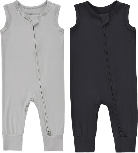 Baby Sleeveless Romper Zipper Toddler Summer Jumpsuit Rayon Outfits Infant Footless Pajamas 0-24m