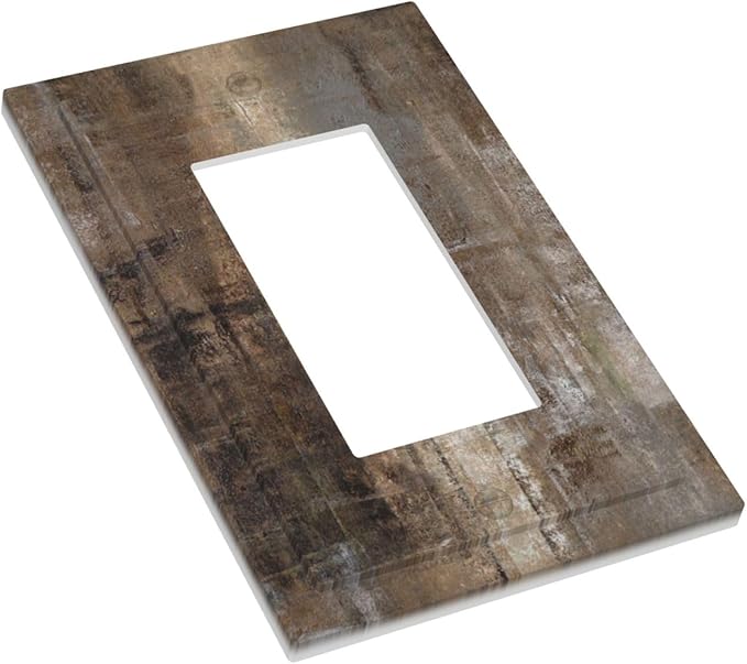 1 Gang Single GFCI/Decorator Rocker Outlet Light Switch Wall Plate Cover Vintage Copper Rustic Rusty Modern Tan Brown Grey Gray Abstract Art Painting Decorative One Device Electrical Faceplate Dimmer