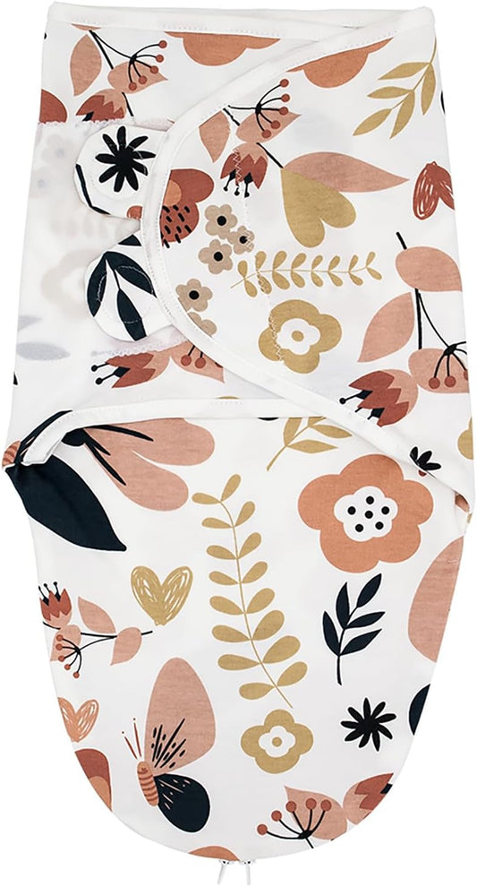 HOUSBAY 100% Cotton Baby Swaddle Sleep Sacks for Newborn Swaddling Blankets Adjustable 2-Way Zipper 1 Pack (Red Flower, Small/Medium | 0-3 Months)