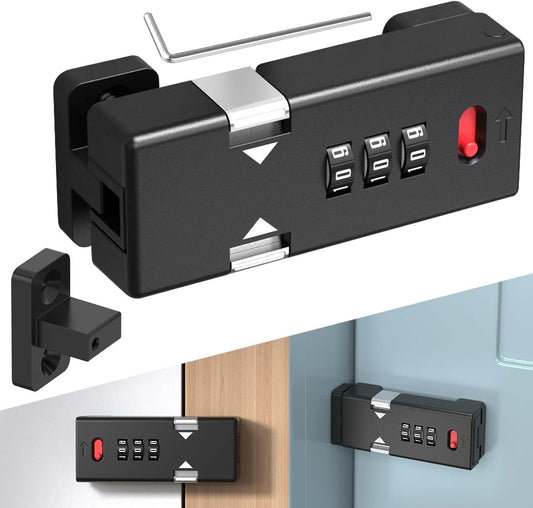 Keyless Cabinet Lock,Cabinet Password Locks with Luminous,3-Digit Combination Door Lock for Drawers, Barn Door, Bathroom, Outdoor, Closet, Fence,Protect Privacy(1PCS,Black)
