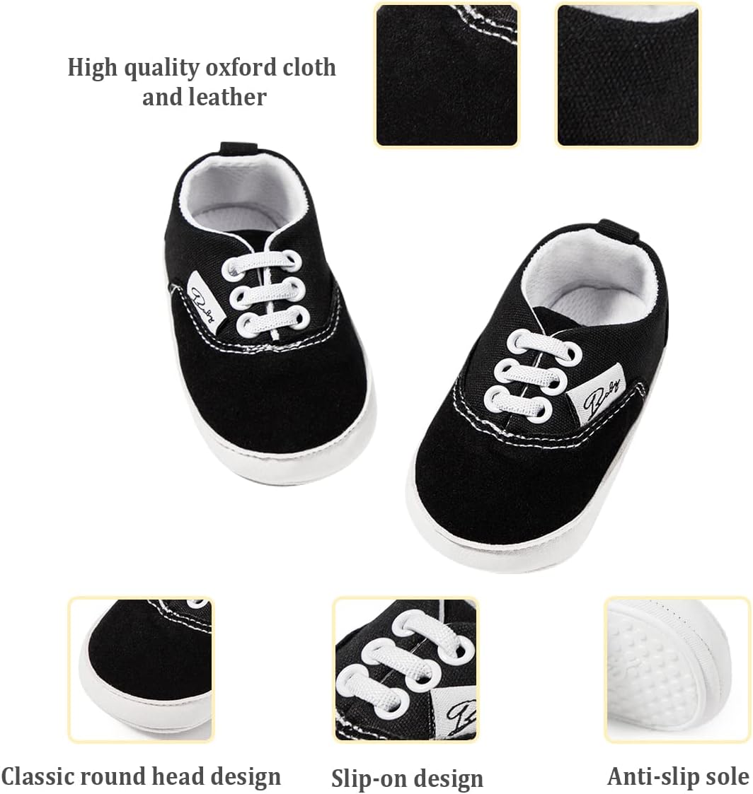 Morbido Infant Baby Boys Girls Canvas Sneaker Toddler Slip On Anti Skid Newborn First Walkers Candy Shoes for 0-18 Months