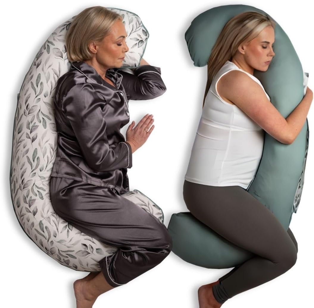 BellaMoon C Shaped Pregnancy Pillow for Sleeping (55 Inch) Maternity Body Pillow with Cooling Cover Soft Support for Women, Back, Legs, Belly C Pillow for Side Sleeping & Full Body pillows for adults