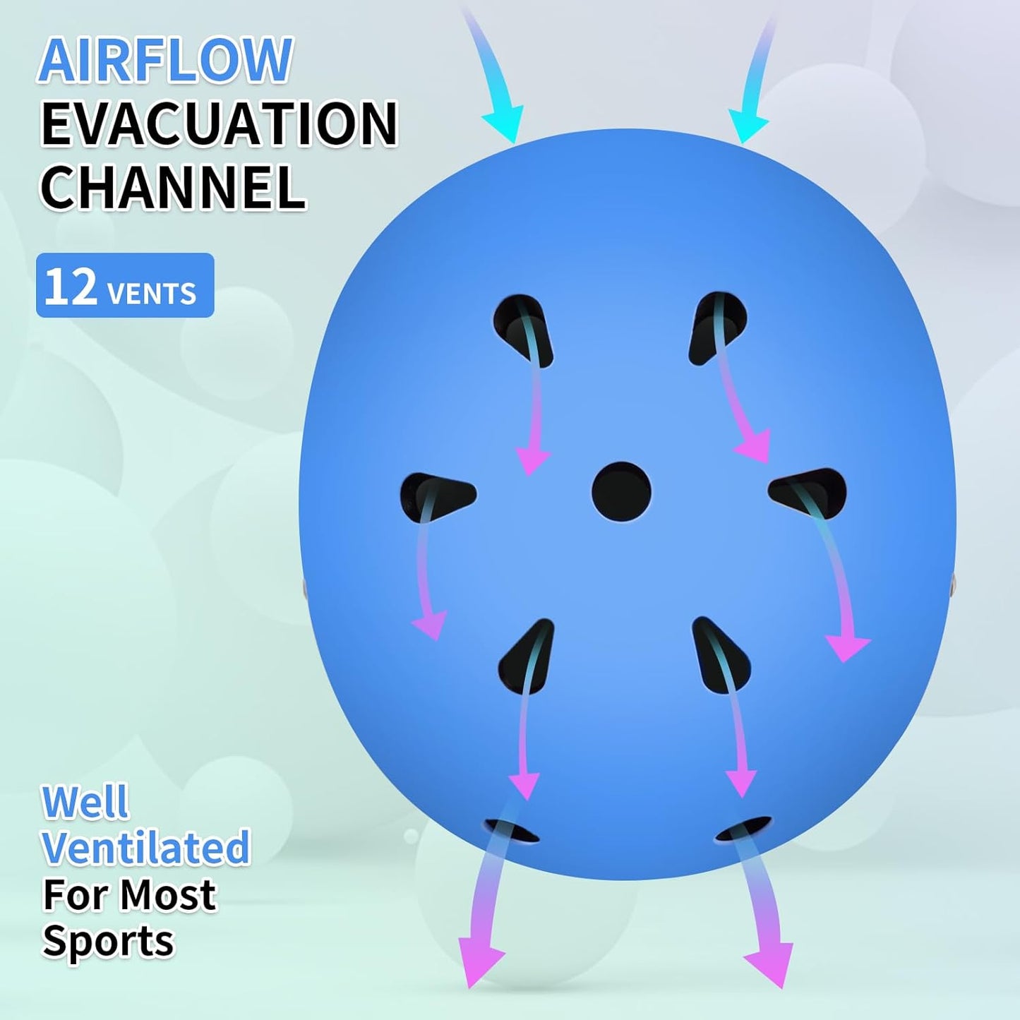 Adjustable Kids Bike Helmet with Knee & Elbow Pads Set, Color Gradient Design for Boys and Girls Aged 3-14+, for Skateboarding, Scooter, Roller & Inline Skating, Longboard