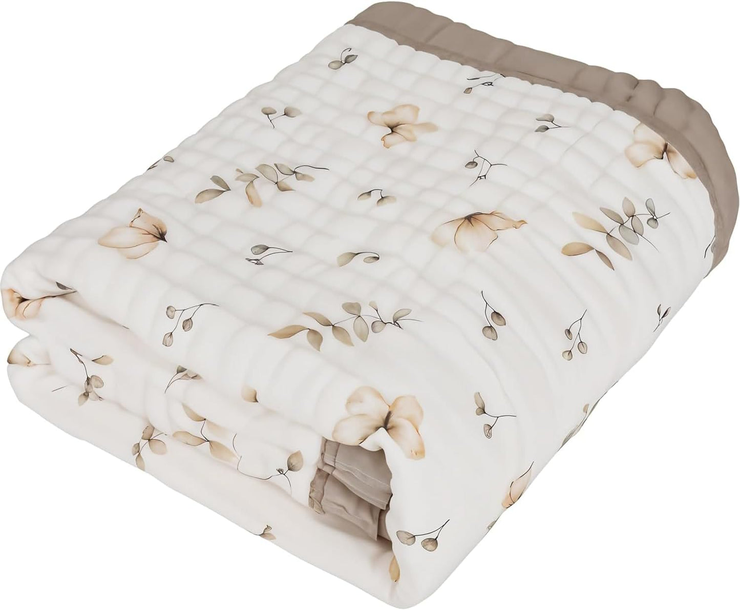 Organic Cotton Muslin Baby Blanket for Boys and Girls - Luxurious Soft Toddler Quilt for Swaddling - Gender Neutral Blankets Makes a Great Neutral Floral