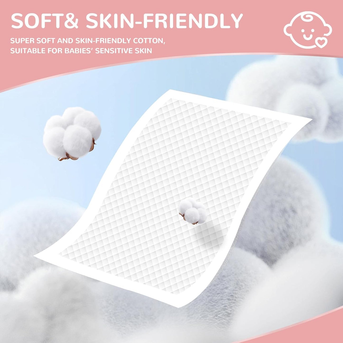 Disposable Changing Pads Liners 18"x26"(50pcs) Baby Pads, Hot Air Cotton Surface Pee Pads, Waterproof & Absorbent Diaper Changing Pads, Disposable Underpads for Baby, Toddler or Pet