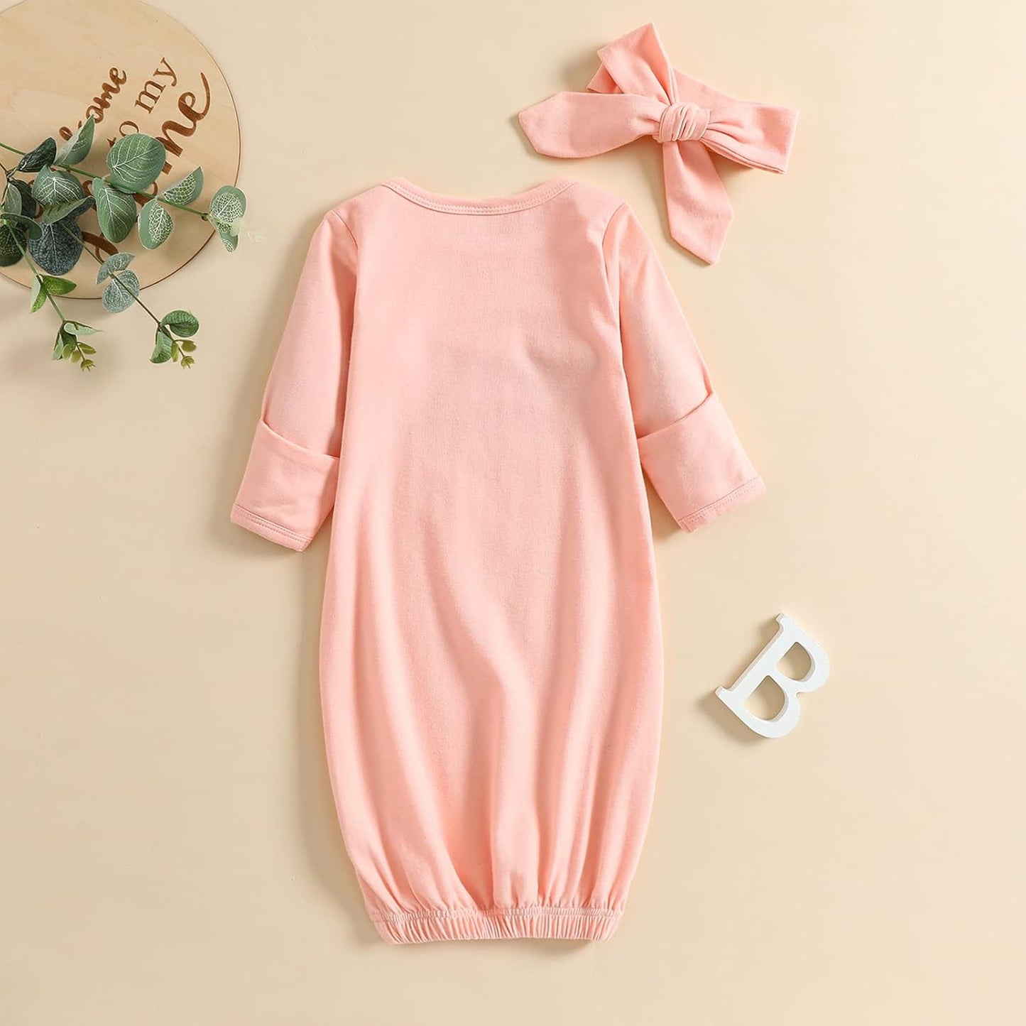 AMAWMW Newborn Baby Girl Little Sister Sleeper Gown Stripe Long Sleeve Nightgown Pajamas Gifts Stuff Essential Outfit