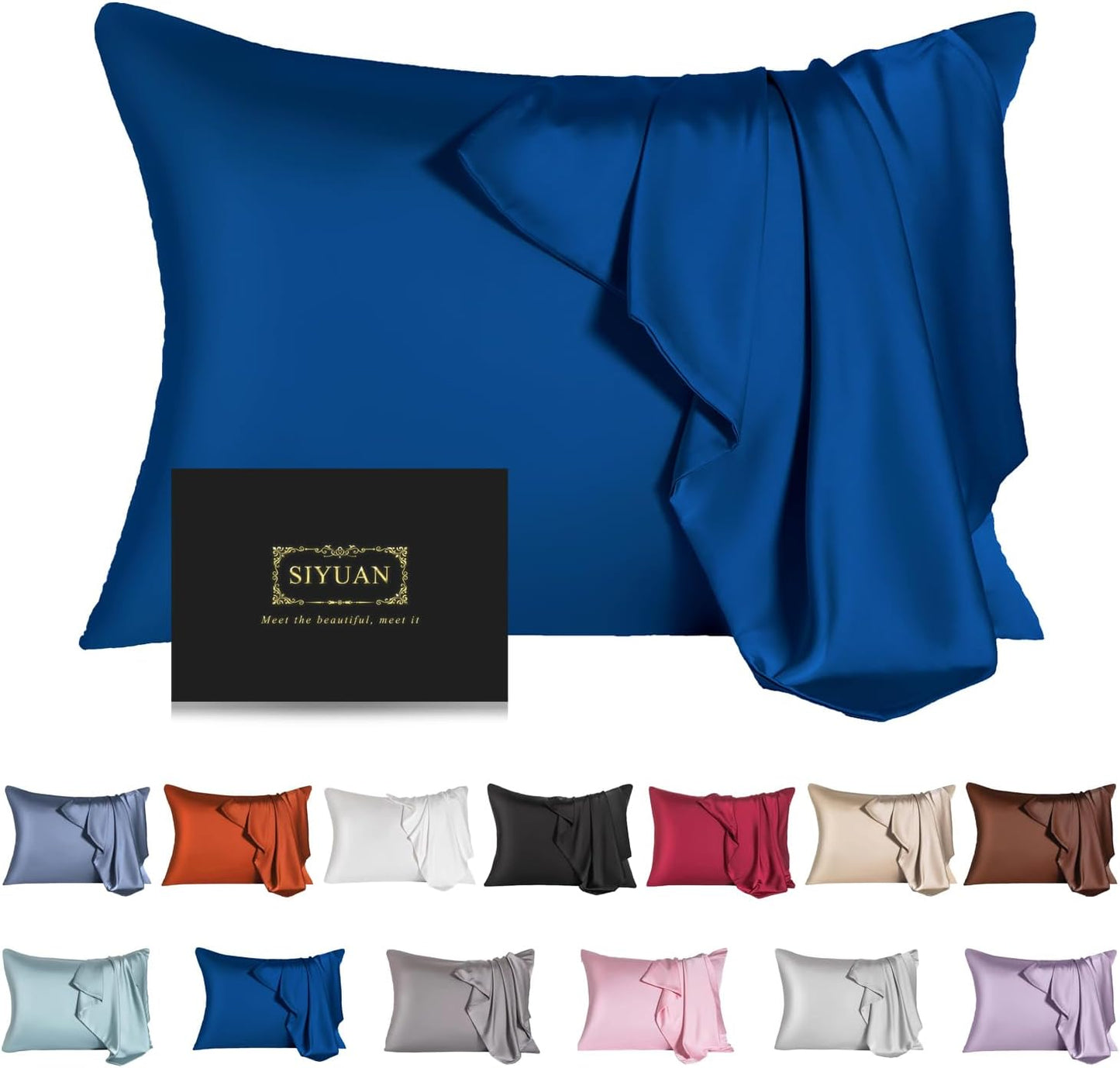 Mulberry Silk Pillowcase for Hair and Skin,Standard Size Cooling Silk Pillow Case with Hidden Zipper,Allergen Proof Dual Sides Soft Breathable Smooth Silk Pillow Cover for Women(Standard,Gem Blue)
