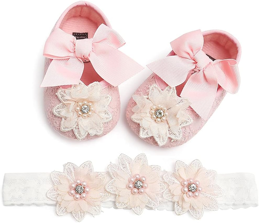 Baby Shoes Mary Jane Flats Non Slip Soft Sole Infant Toddler Sneakers First Walkers Party Christmas Dress Shoes