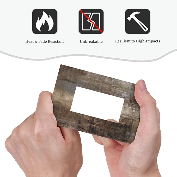 1 Gang Single GFCI/Decorator Rocker Outlet Light Switch Wall Plate Cover Vintage Copper Rustic Rusty Modern Tan Brown Grey Gray Abstract Art Painting Decorative One Device Electrical Faceplate Dimmer